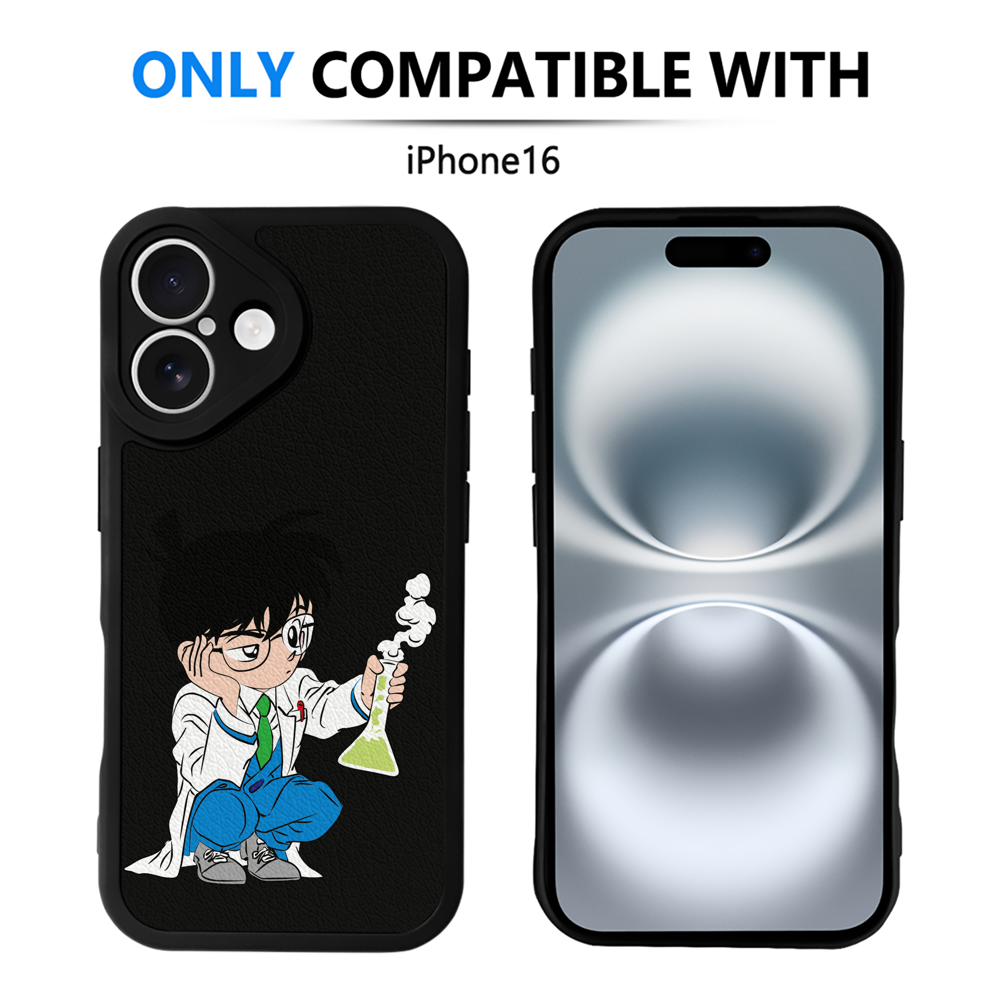 （画像用） 名探偵コナン 江戸川 コナン Detective Conan Conan Edogawa 【iPhone 16シリーズ対応】シリコンスマホケース（レザー調） 材質：シリコン